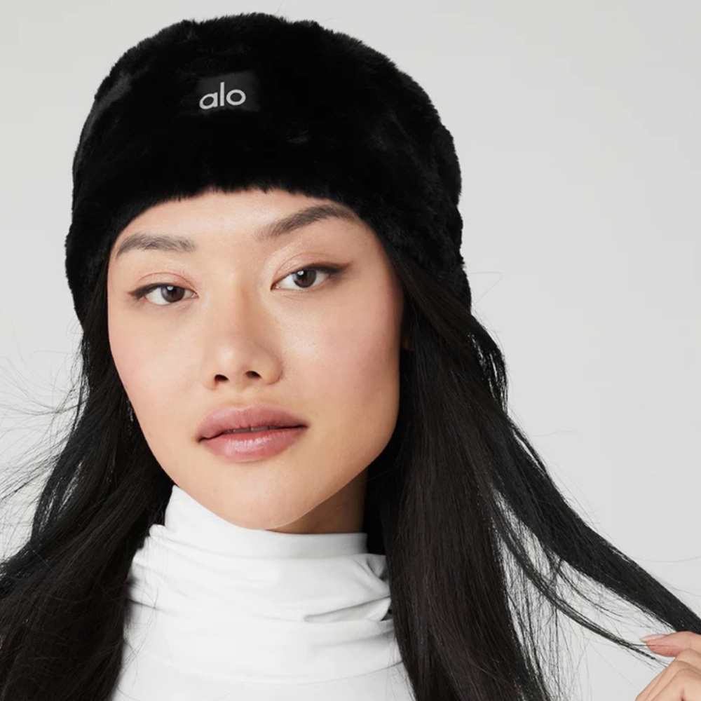 ALO Yoga Black Faux Fur Ear Warmers